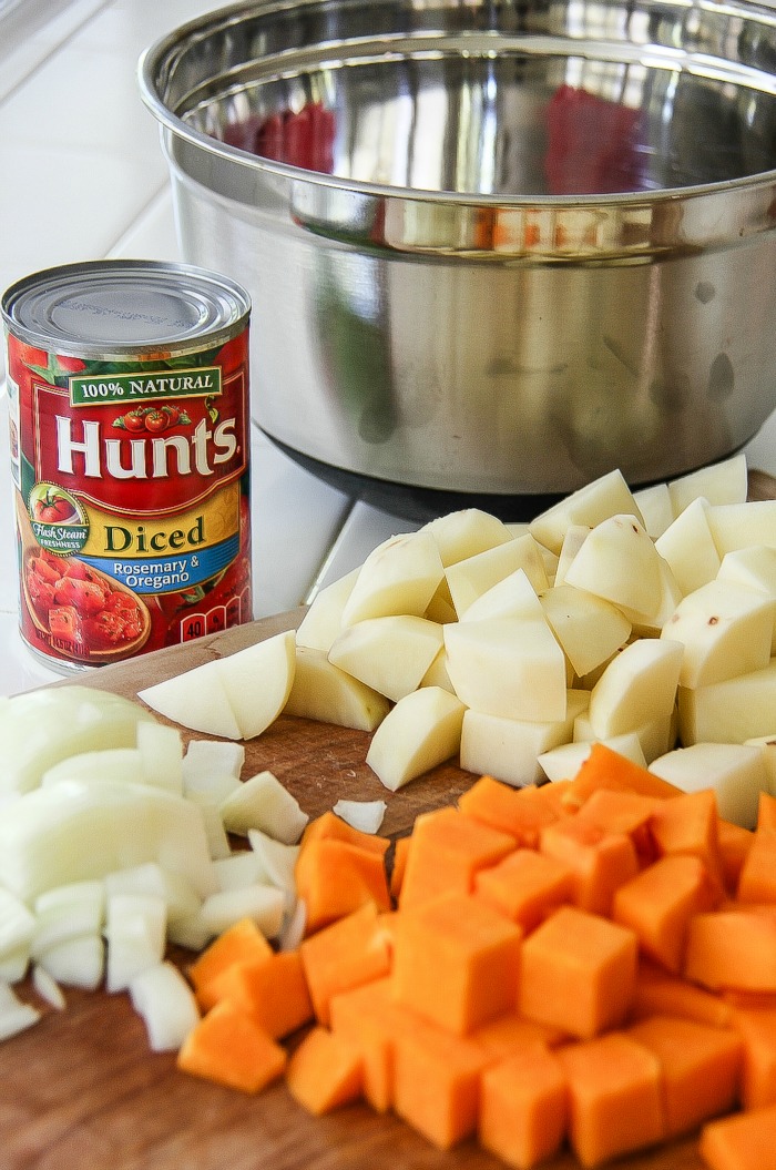 diced potato and butternut squash with hunts diced tomatoes