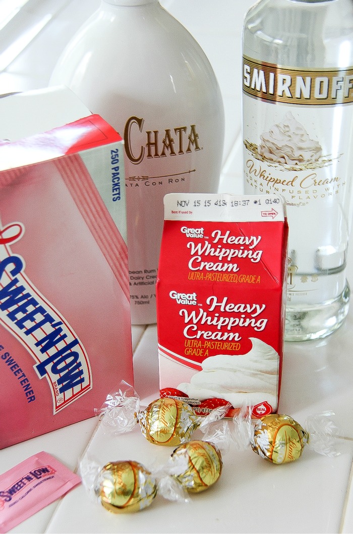 heavy whipping cream, vodka and rumchata to make a cocktail