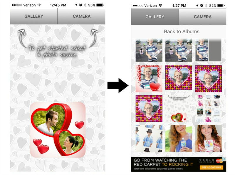 instructions on how to upload photos to the love collage app