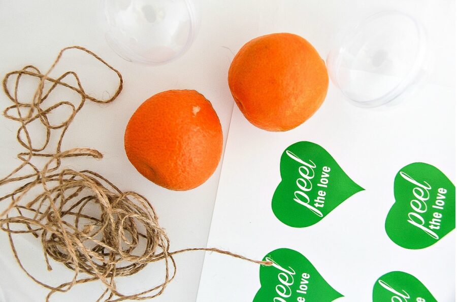 twine, mandarins, and peel the love gift tags for valentines day treats