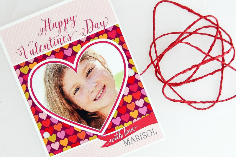 valentines day card with string