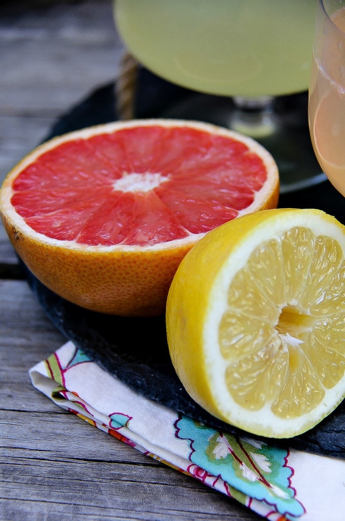 fresh lemon and grapefruit sliced open