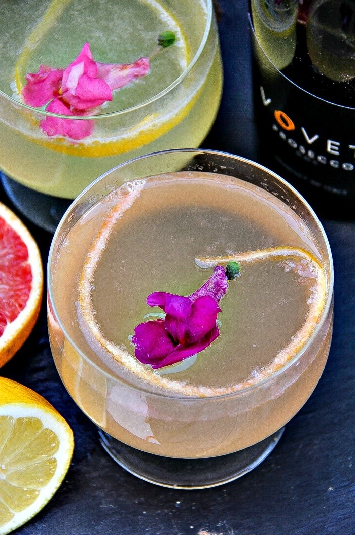 lemon and grapefruit prosecco cocktails