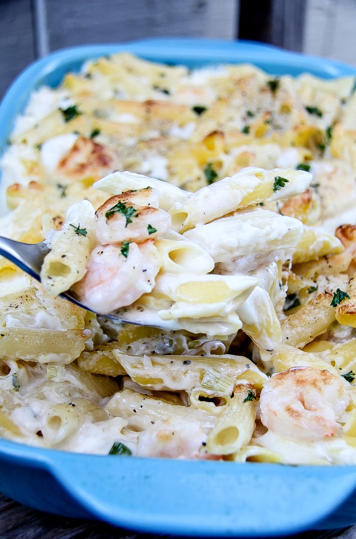 gluten-free baked shrimp alfredo