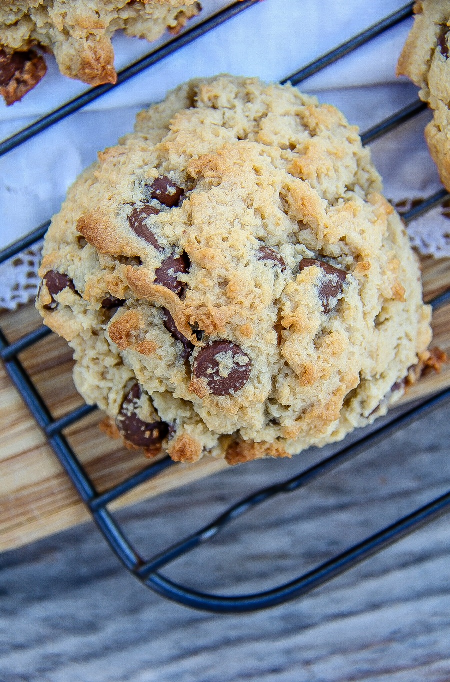 gluten-free chocolate chip cookies that weren't flattened before baking so baked in a mound