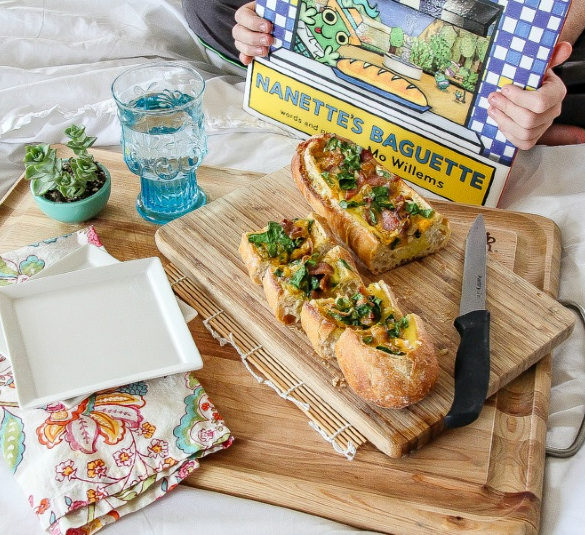 Nanette's Baguette book and breakfast baguette sandwich to make with kids