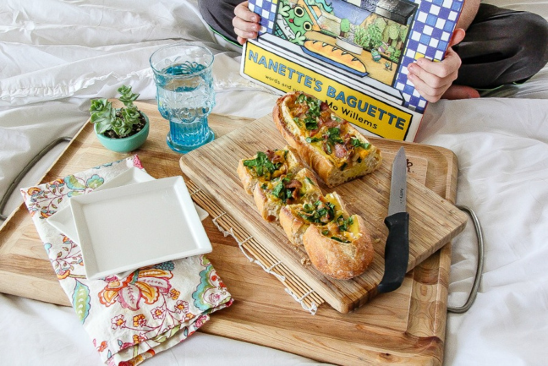Nanette's Baguette book and breakfast baguette sandwich to make with kids