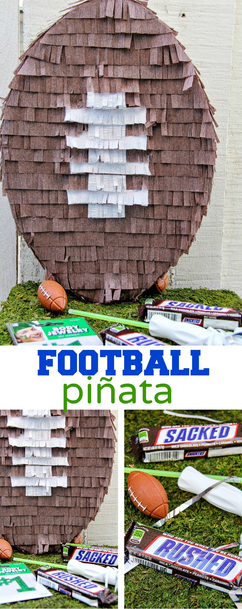 DIY pinata football Pinterest image