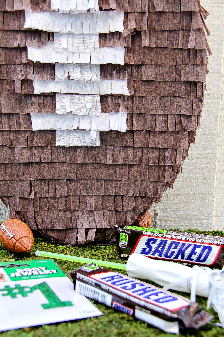 DIY pinata football for game day and sports parties.