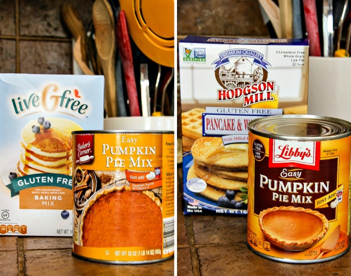 Aldi brands vs name brands of gluten-free pumpkin pancake ingredients.