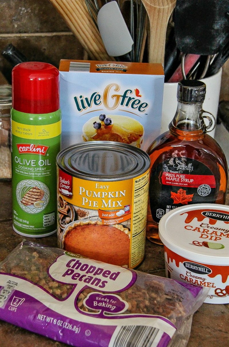 Ingredients to make a gluten-free pumpkin pancake recipe.