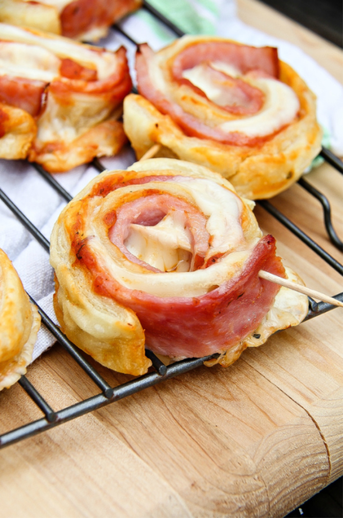 puff pastry ham cheese pinwheels pizza rolls