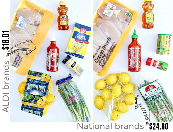 aldi brands vs national brands to make honey lemon chicken.