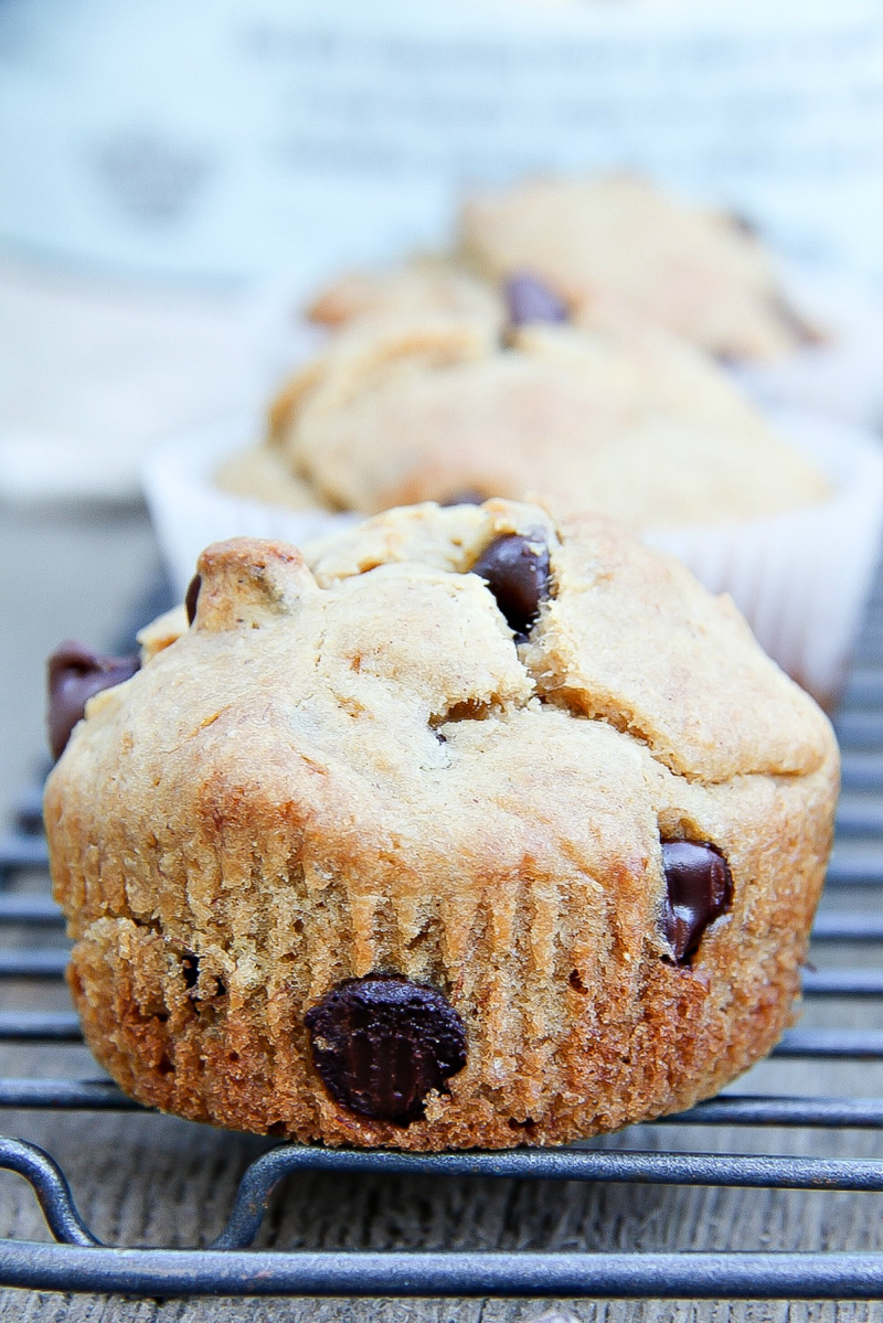 homemade gluten-free banana chocolate chip muffins