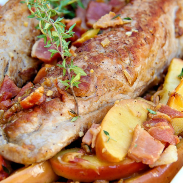 pork tenderloin with bacon and apples