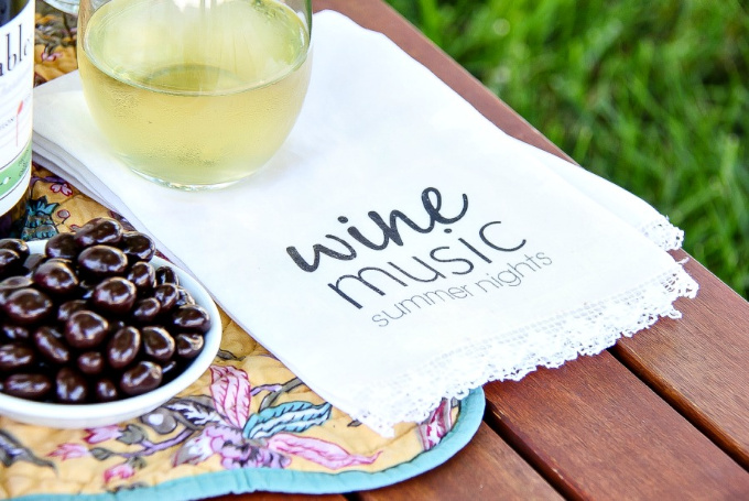 handmade wine music and summer nights napkins