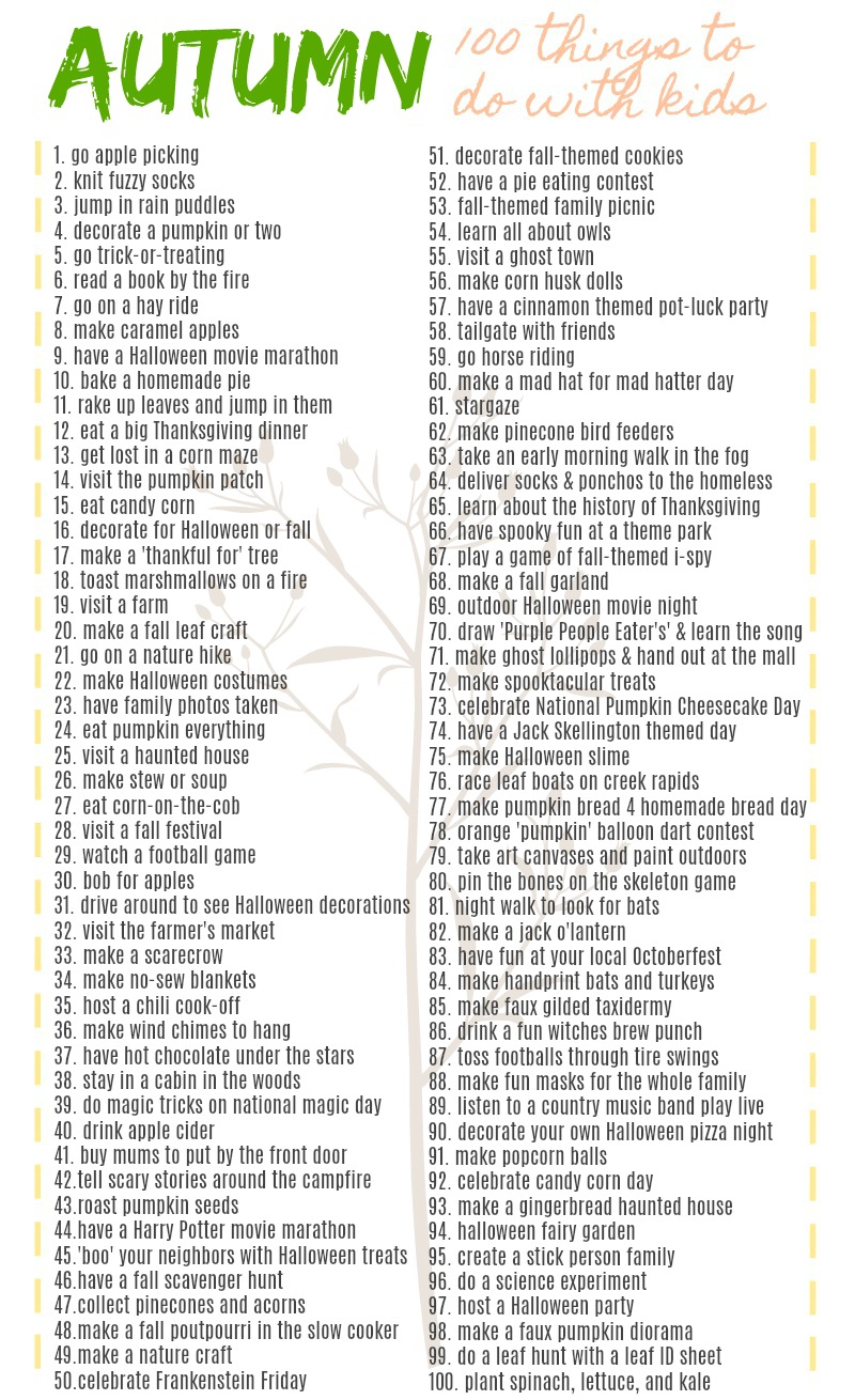 100 fall activities to do with kids.