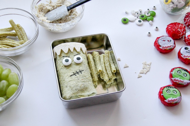 A healthy Frankenstein school lunch being made for kids.