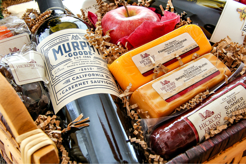 Hickory Farms hostess gift basket idea.