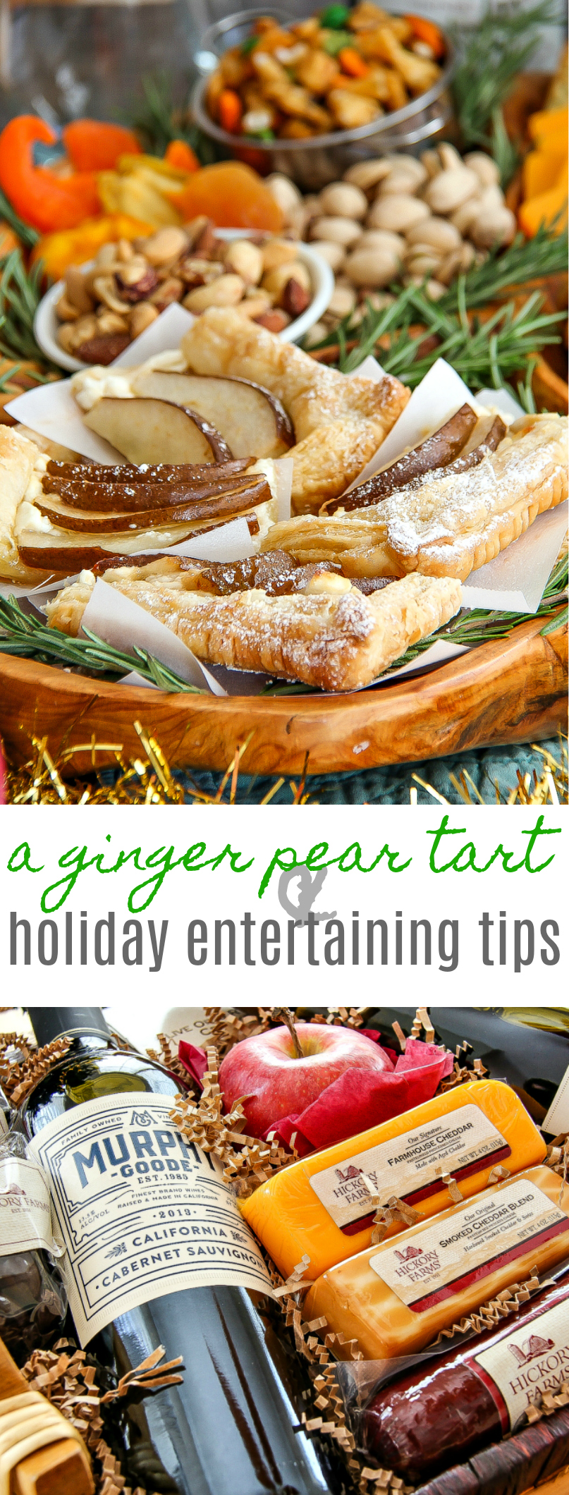 pear tart holiday grazing board Pinterest image
