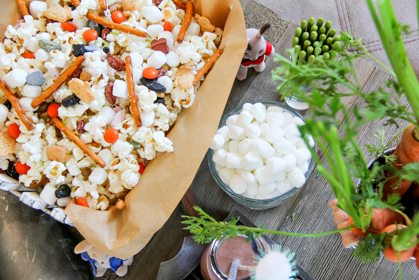 Movie snacks, treats, and drinks for a Peter Rabbit movie night.