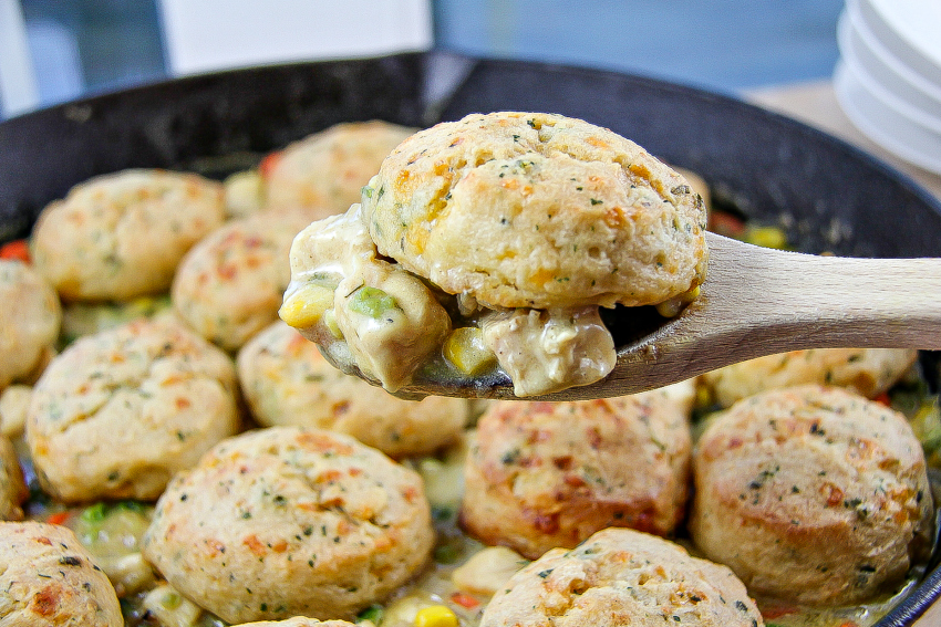 skillet chicken pot pie recipe with biscuits