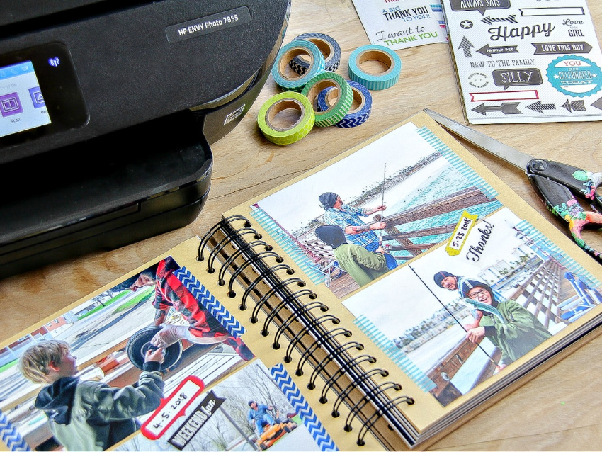 a homemade memories scrapbook to be given as a gift.