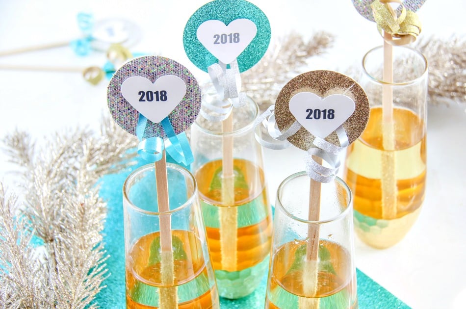 diy drink stirrers craft for new year's eve