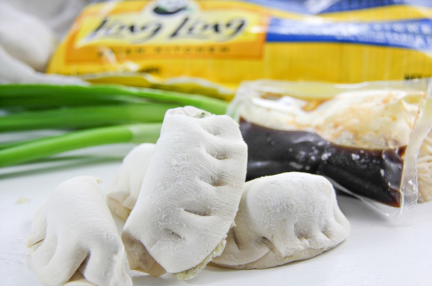 Ling Ling frozen chicken and vegetable potstickers.