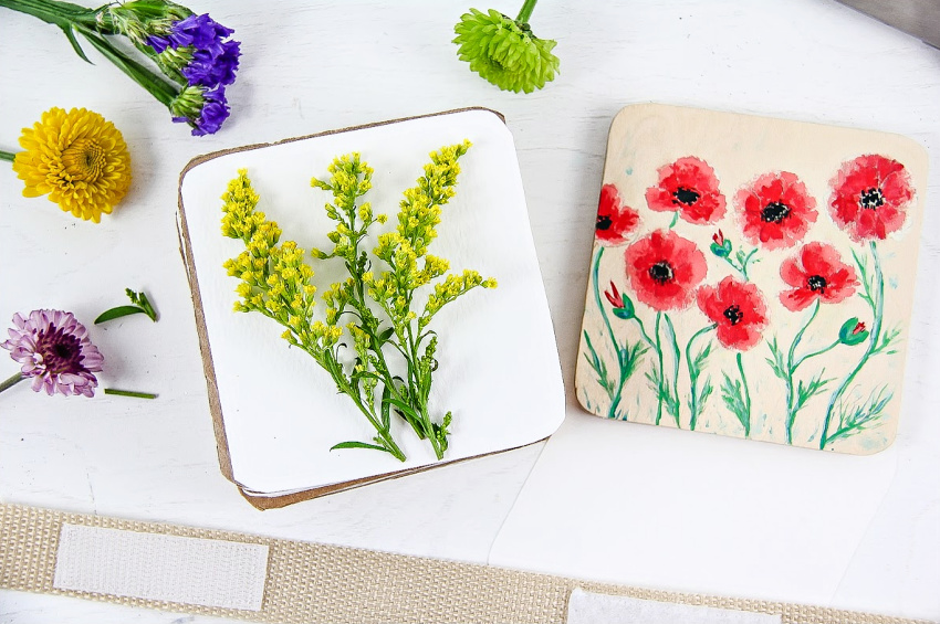 a hand painted flower press for kids to make