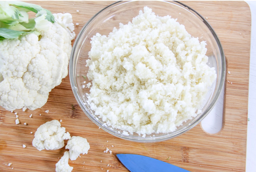 cauliflower rice in a bowl