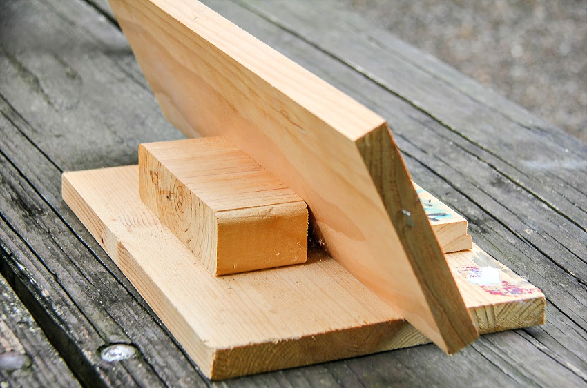 A handmade wood art easel.