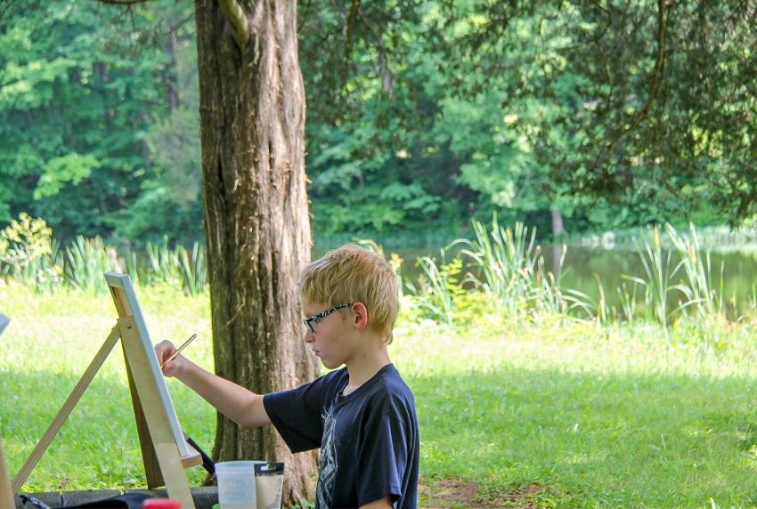 outdoor nature painting with kids