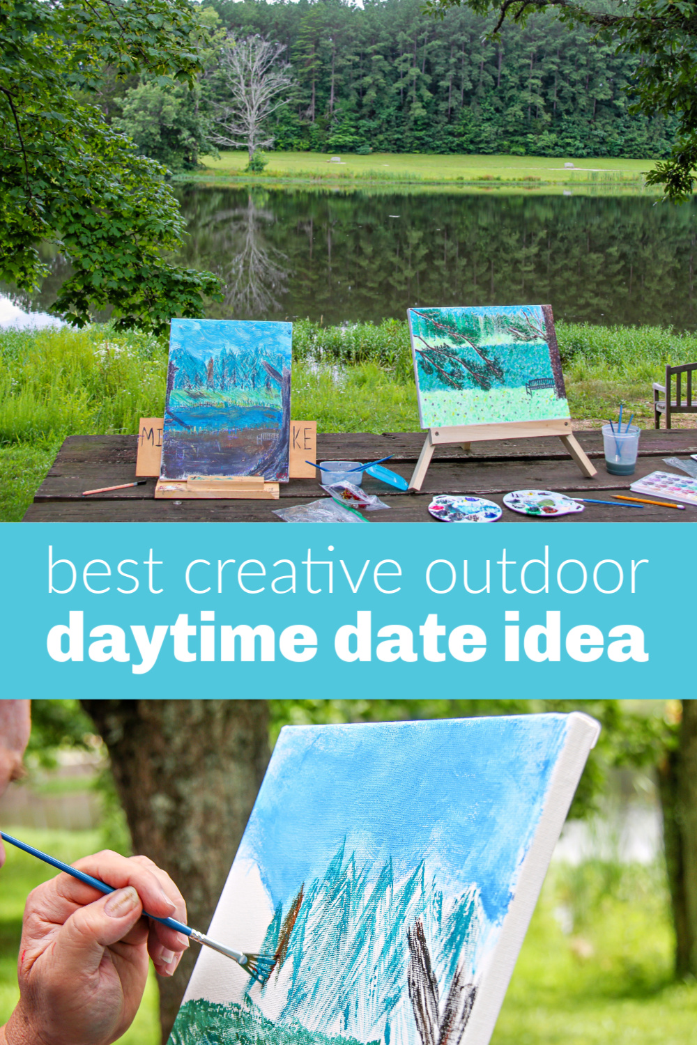 Daytime date landscape painting idea Pinterest image