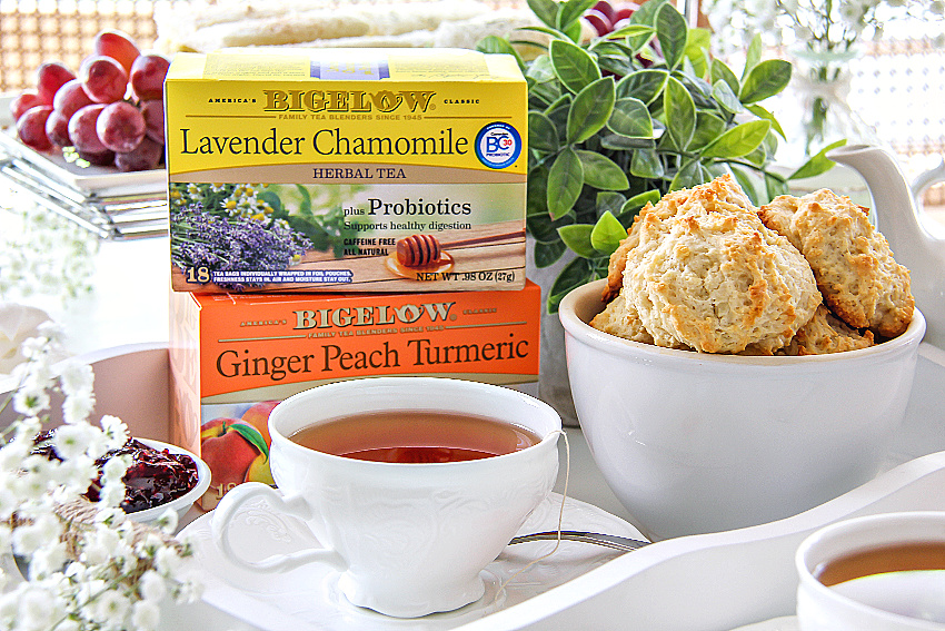 Bigelow herbal tea lavender chamomile and ginger peach turmeric