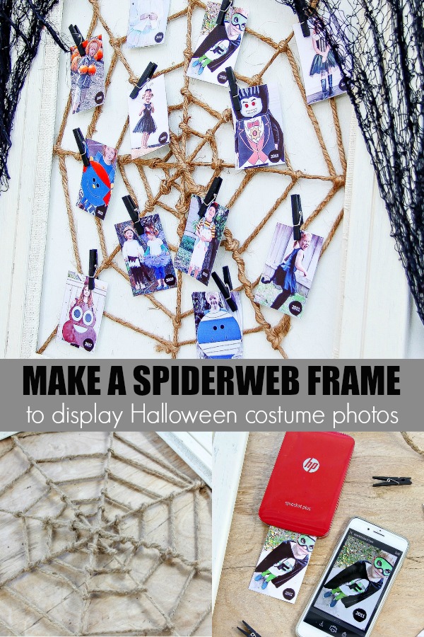 Spiderweb Halloween picture frame Pinterest image.