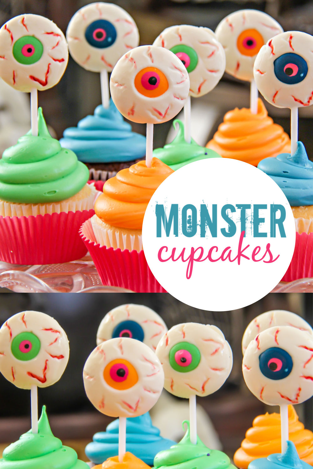 Monster cupcakes Pinterest image