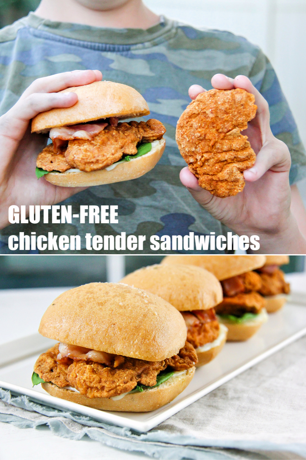 Gluten-free breaded chicken sandwiches Pinterest image.