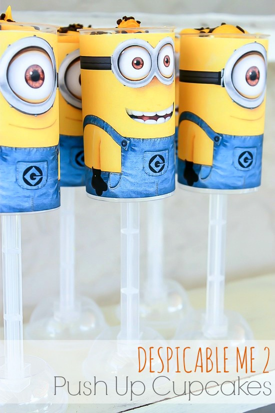 a free minion printable wrapper for Despicable Me minion cupcakes.