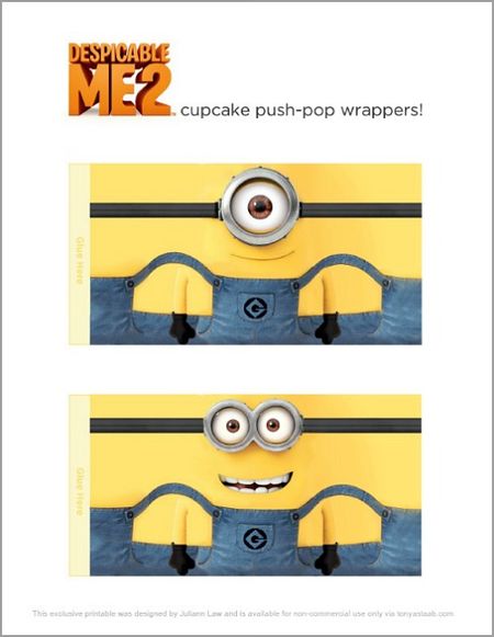 Free Minion cupcake push-pop wrappers printable