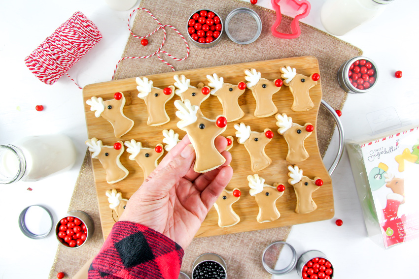 reindeer cookies for a cookie decorating party