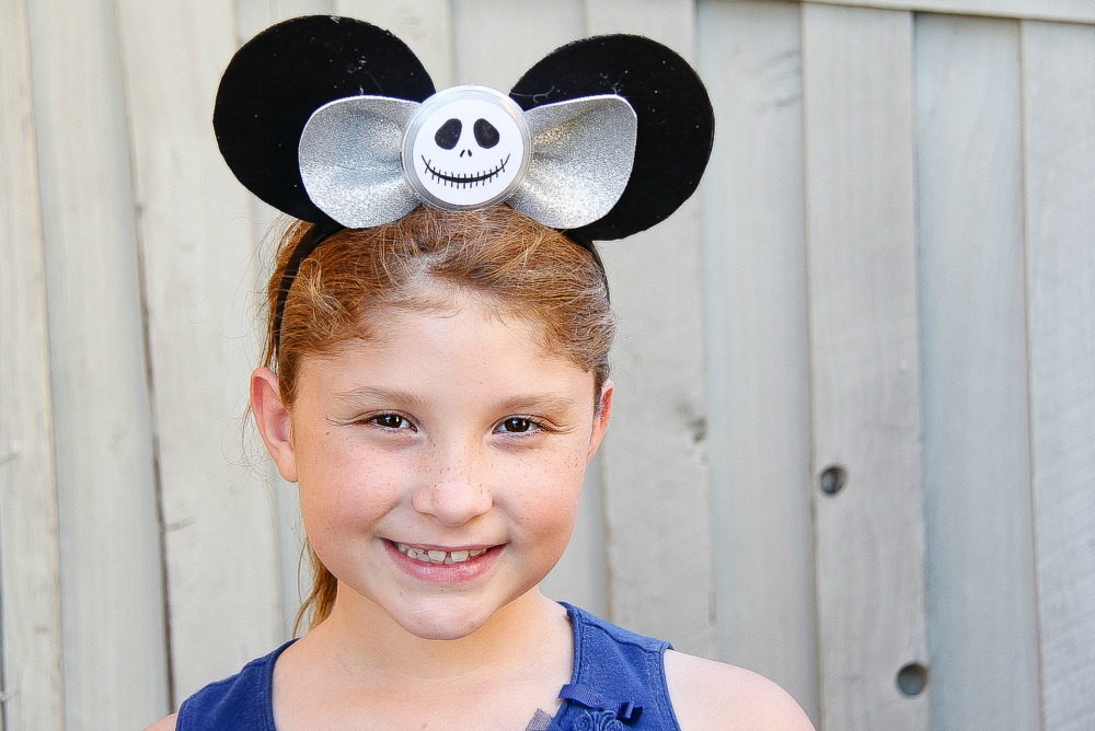 Jack Skellington handmade Mickey Mouse ears headband.