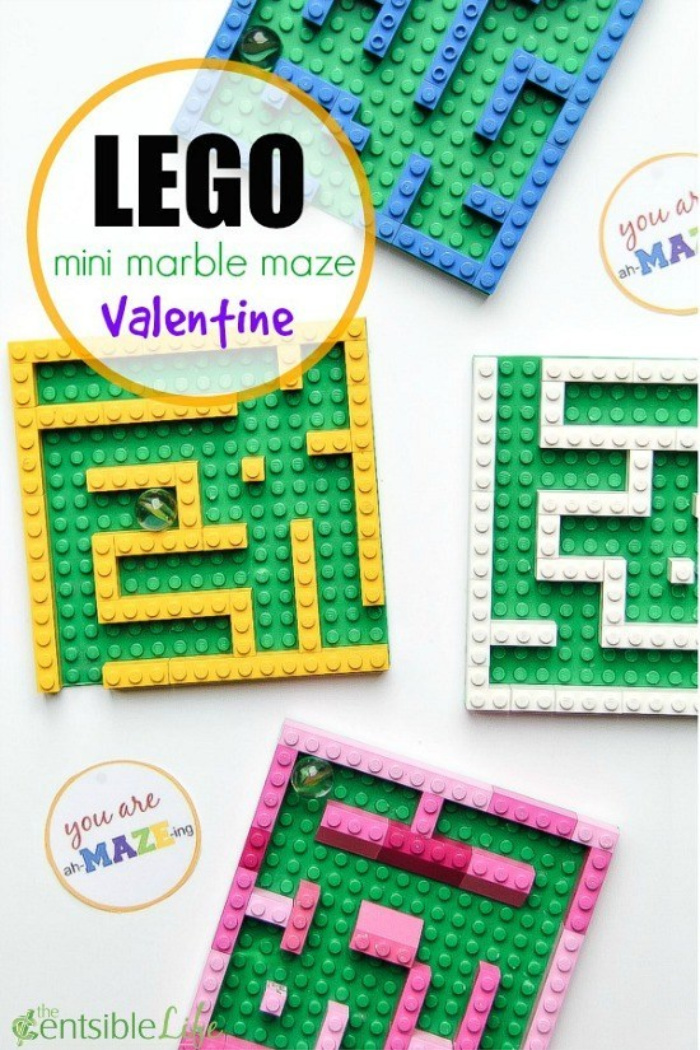 Miniature LEGO marble maze gift with free printable gift tag.