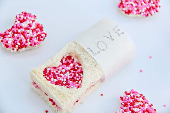 Valentine's Day fairy bread party treats for classroom parties.