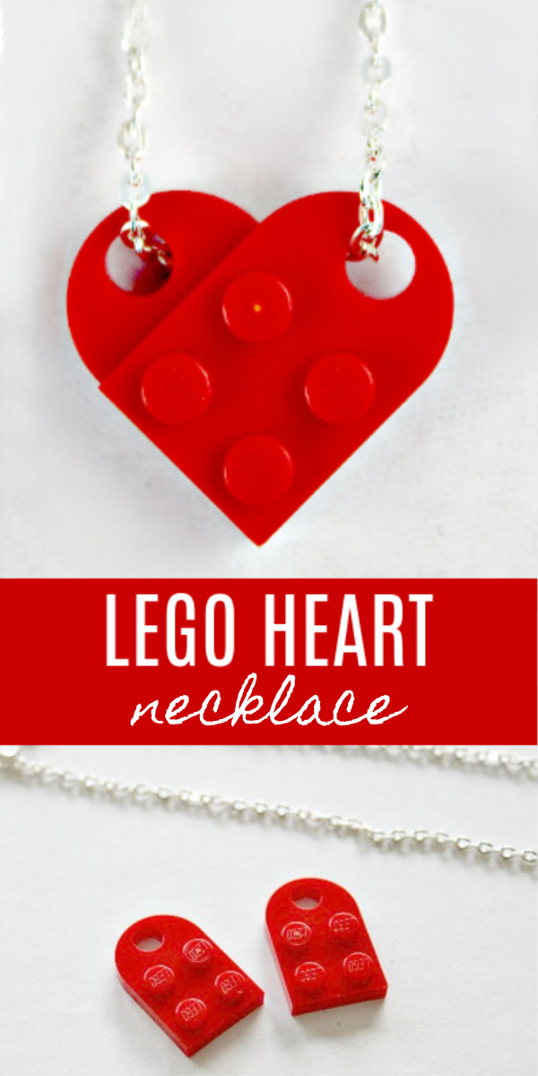 LEGO heart necklace Pinterest image