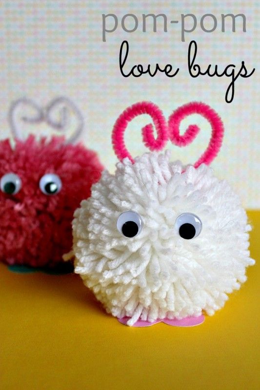 Pom-Pom Bugs for Valentine's Day - Tonya Staab