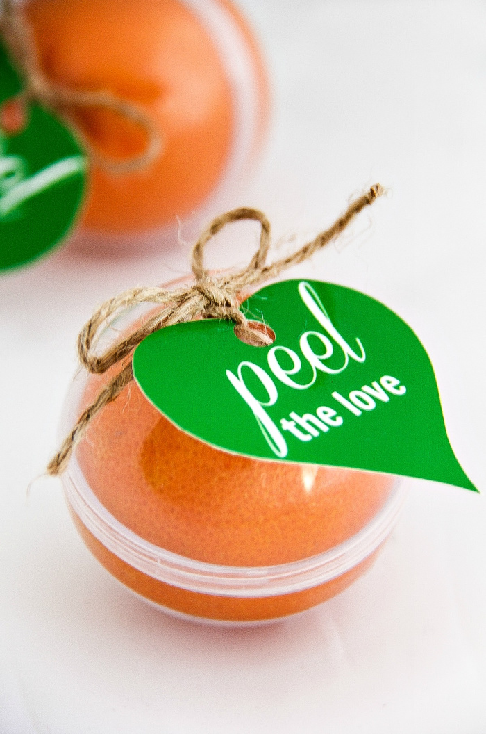 Peel the love labels on clementines for Valentine's Day