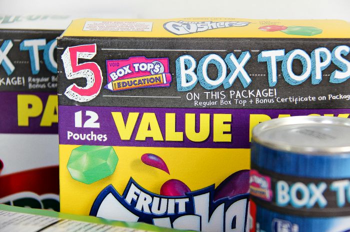 box tops information on a box of fruit gushers