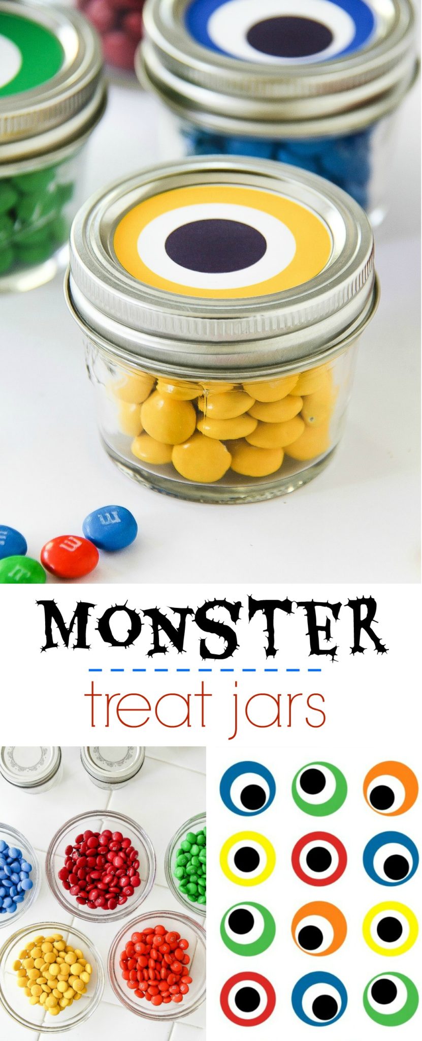 Monster party favor jars Pinterest image