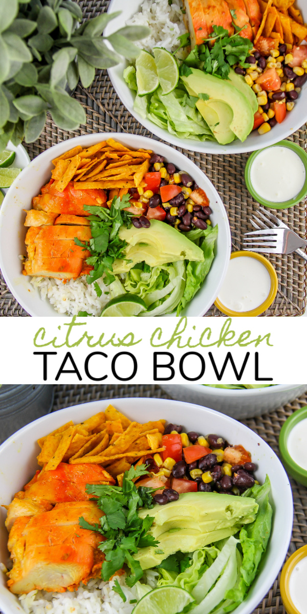 citrus chicken taco bowl Pinterest image